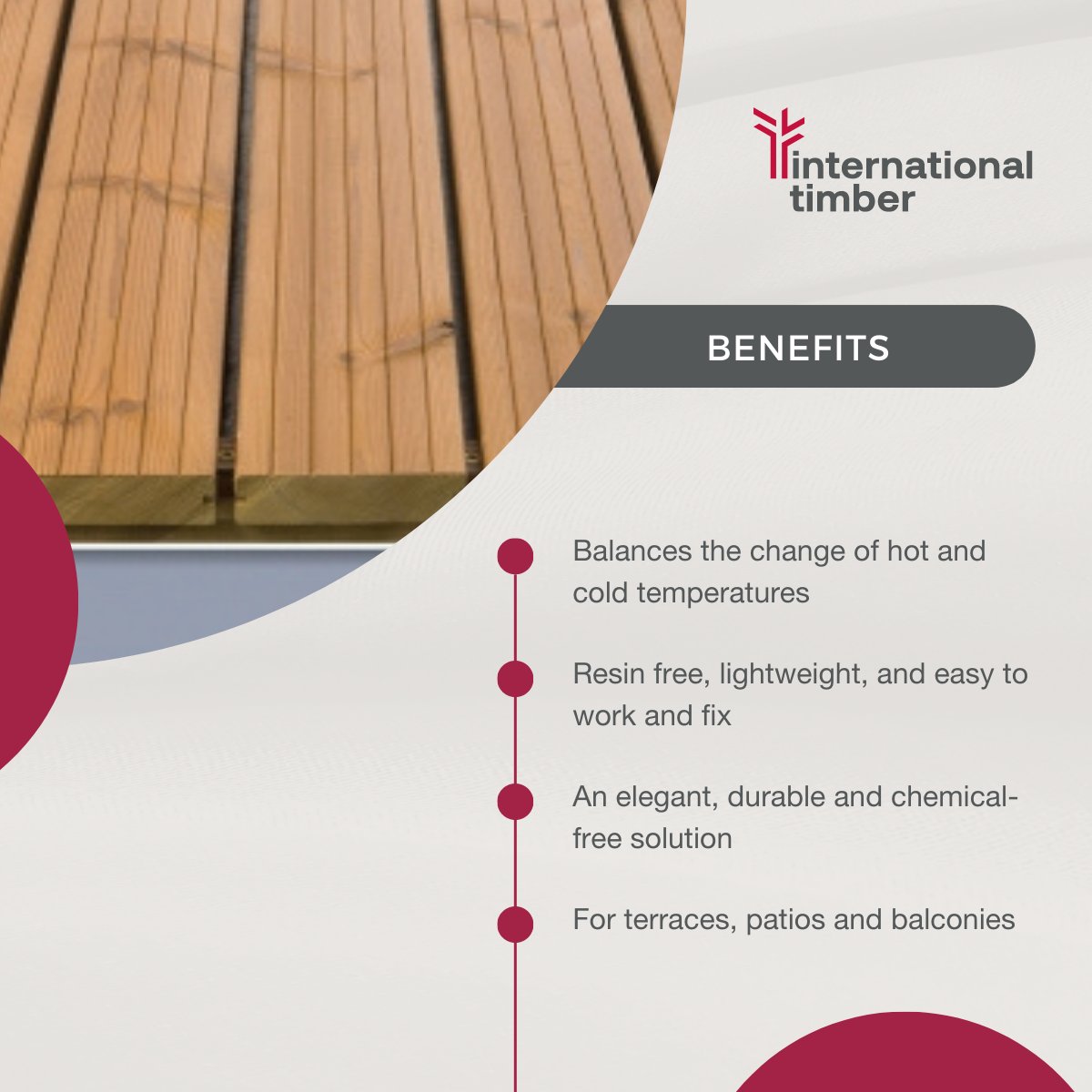 IntlTimber's tweet photo. Our Thermowood Decking balances the change of hot & cold temperatures and makes it a delight to walk on! Offering an elegant, durable and chemical-free solution for terraces, patios and balconies - and doesn't it just look great too 🤩
#TimberDecking #TimberPatio #Landscaping https://t.co/aP0ka3qQDQ