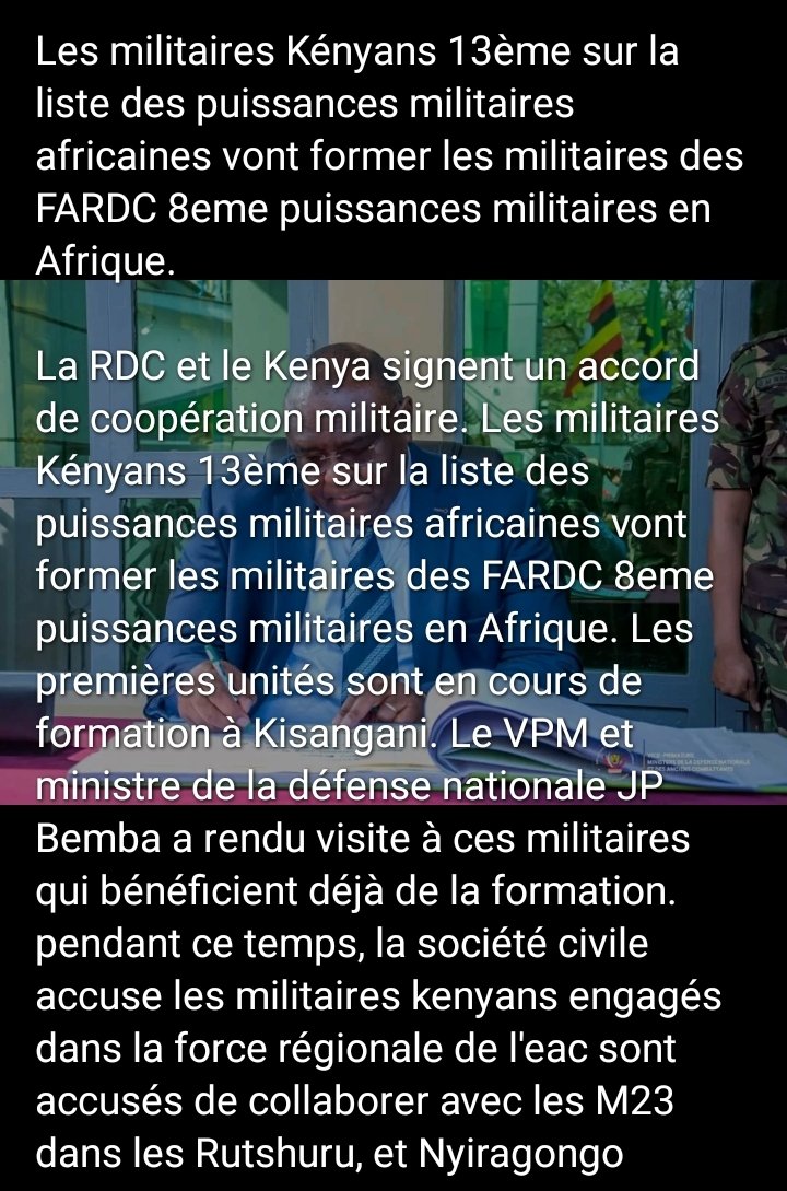 ZA_Roland's tweet photo. Quand le pays est dirigé par les inconscients
🤔
RDC 8ème Puissance militaires en Afrique et nos militaires sont formés par les militaires Kényans qui sont 13ème en Afrique
Les amateurs qui agissent par manque de professionnalisme... https://t.co/efAQkeEOcJ