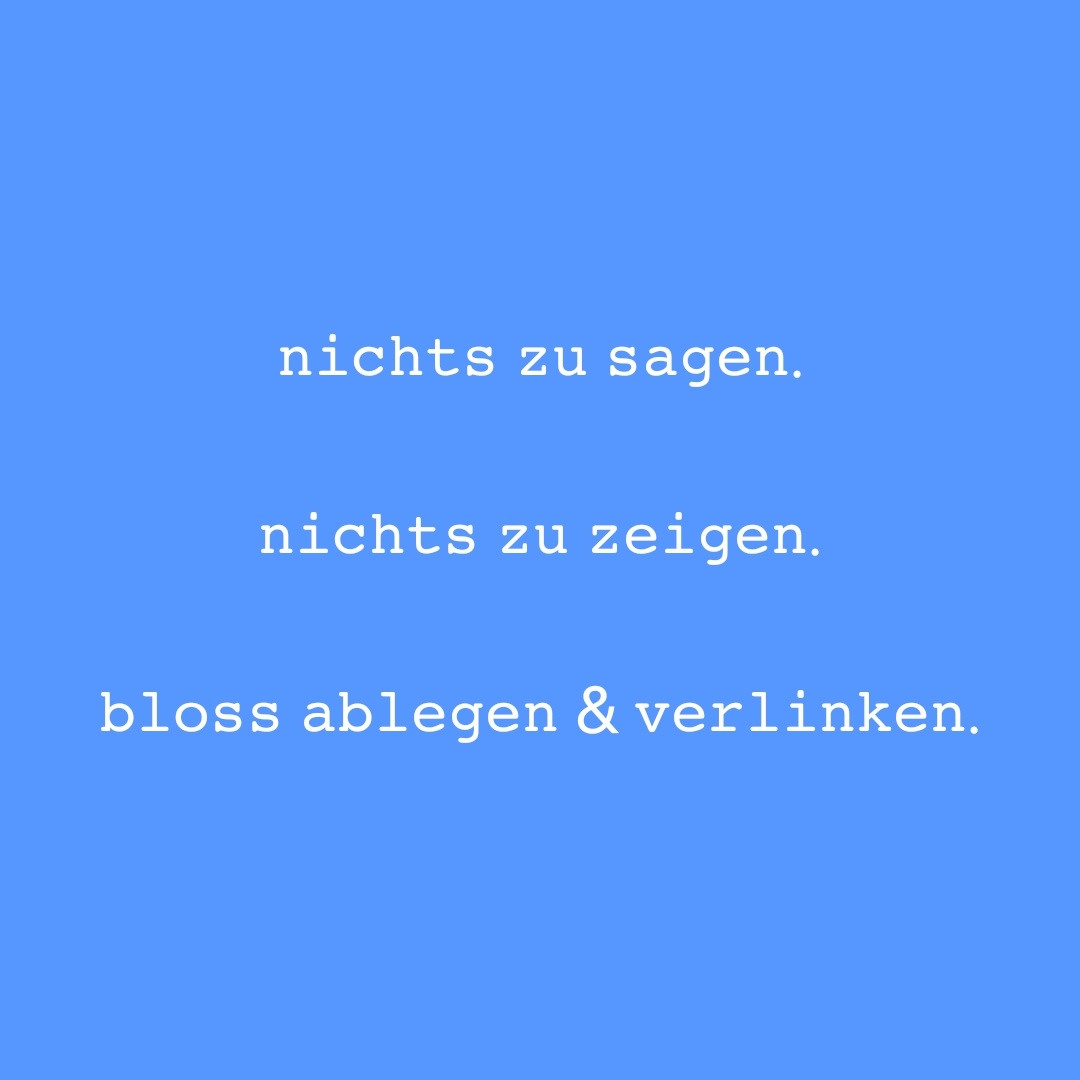 sms2sms's tweet photo. @Xerokratie @sotomoCH @mhermann_ @SarahButikofer @virginia_wenger @SRGSSR @IPWunibern @UZH_ch @IPZ_ch @UniBasel @defactoexpert @ethz @FORSresearch @zdaarau @IDHEAP @PolSciUnibas @unil @UniLuzern @UNIGEnews @HSGStGallen @SBFI_CH @snf_ch @suhrkamp @rutishau @UZH_en @ETH_en @youngacademy_ch @Mark_Eisenegger @foegUZH @Verlegerverband @SRF @SGruninger @reat_ch @srfkultur @SRGInitiative @Oli_Kes @libinst 𝚗𝚒𝚌𝚑𝚝𝚜 𝚣𝚞 𝚜𝚊𝚐𝚎𝚗.

𝚗𝚒𝚌𝚑𝚝𝚜 𝚣𝚞 𝚣𝚎𝚒𝚐𝚎𝚗.

𝚋𝚕𝚘𝚜𝚜 𝚊𝚋𝚕𝚎𝚐𝚎𝚗 &amp; 𝚟𝚎𝚛𝚕𝚒𝚗𝚔𝚎𝚗.

https://t.co/tVzC4Ubiln | DIE FORM DER UNRUHE | #dfdu band 1/2 2009/2010 | junius hamburg 🍄👾🚀 https://t.co/6Govt5vwt1