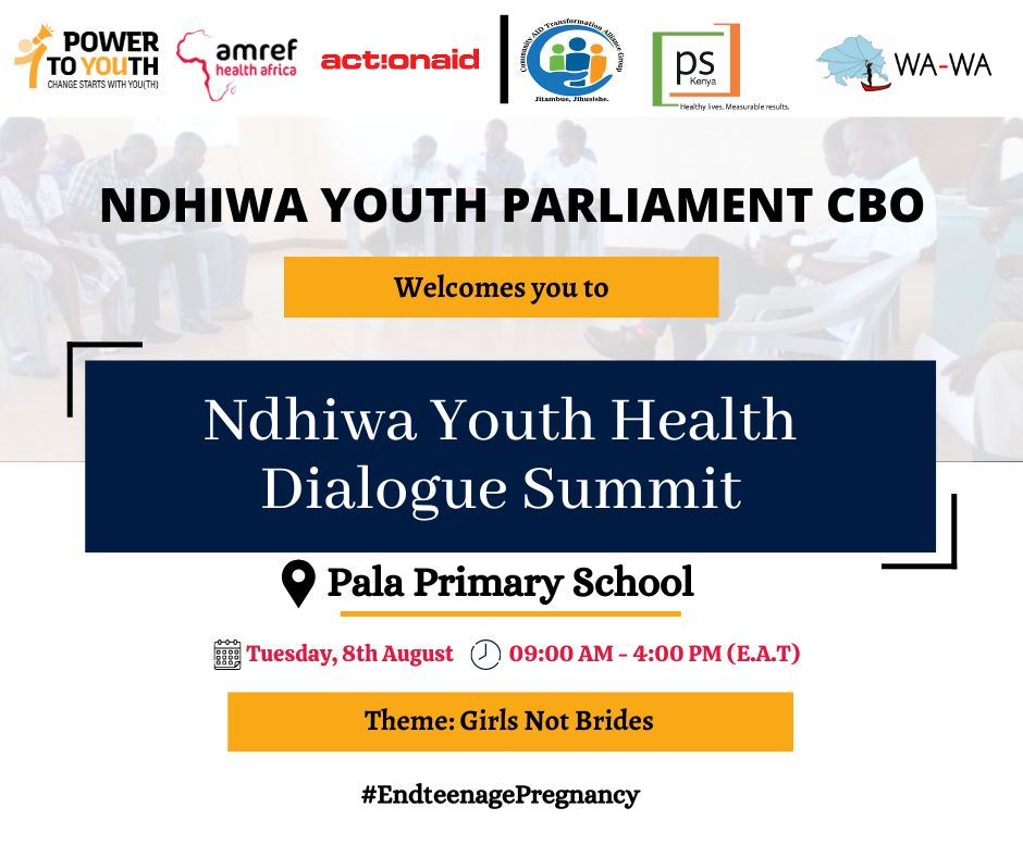 Power2YouthKe's tweet photo. Join Ndhiwa Youth Parliament today from 9am to 4pm at Pala Primary School for a 'Youth health dialogue summit' on the triple threat affecting the community.

There is an urgent need to end teenage pregnancy, gender based violence &amp; HIV in the sub-county! #IYD2023 #Power2YouthKE https://t.co/ewIE3kbM1D