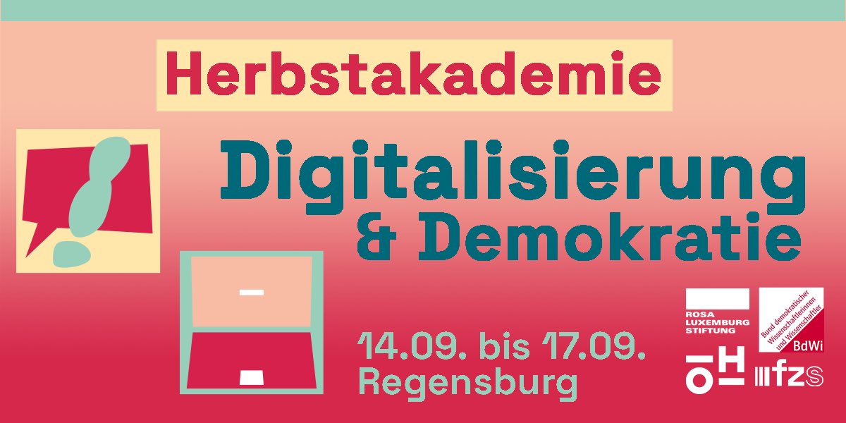 NOCH PLÄTZE FREI 🥰✌️

Zusammen lernen, diskutieren, sich kennenlernen zum Thema Digitalisierung und Demokratie. 

Herzliche Einladung zur Herbstakademie des @BdWi_Verband
➡️ bdwi.de/bdwi/termine/e…
#twittercampus #chatgpt #KI #Bildungskrise #HoPotweet