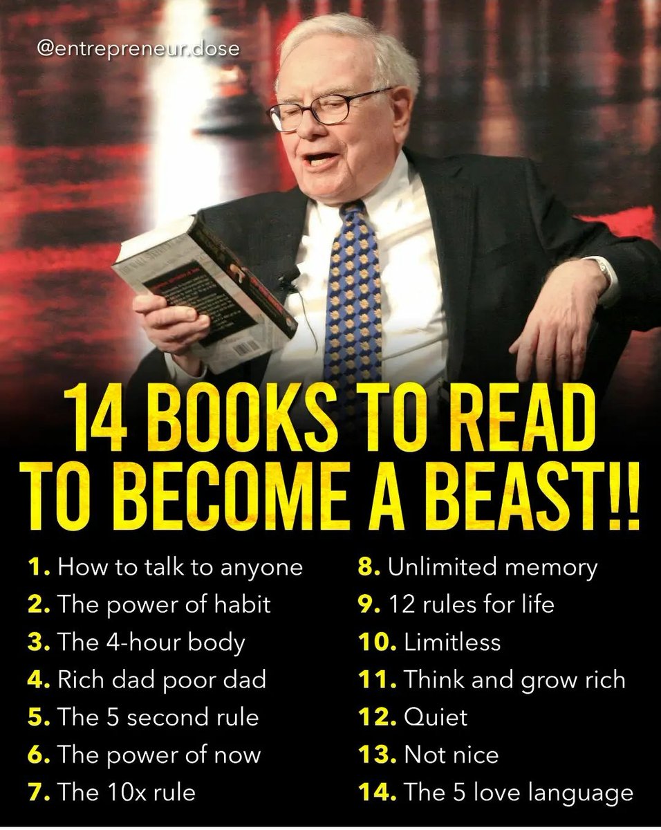 Motiwationn's tweet photo. 14 Books to Read to Become a Beast. 🧠🧠🤓

#books #Motivation #SuccessMindset https://t.co/a4YqRjatER
