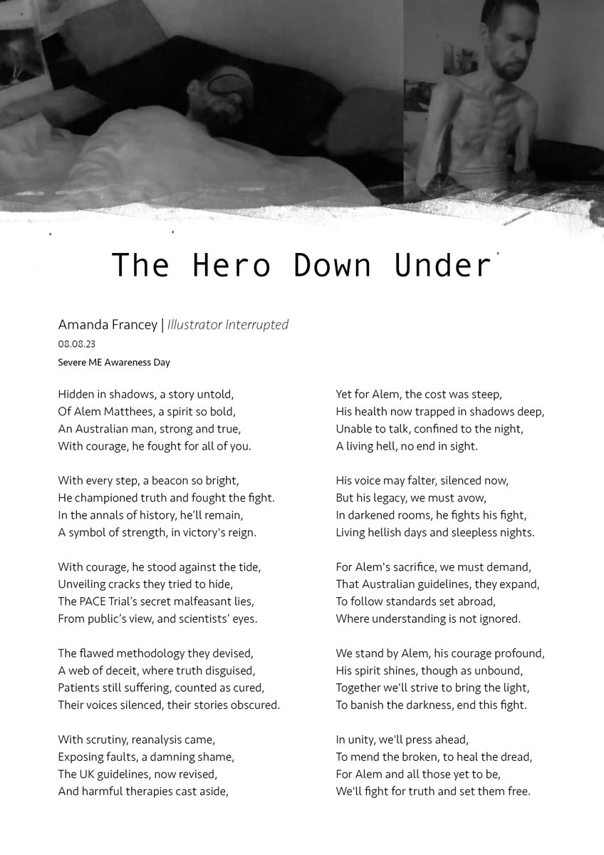 #SevereMEAwarenessDay In this poem, I pay tribute to Alem Matthees, a brave Australian spirit who fought for truth and justice, even as his health deteriorated. His efforts to expose the flaws in the UK PACE Trial data led to improved health guidelines for ME/CFS in the UK,