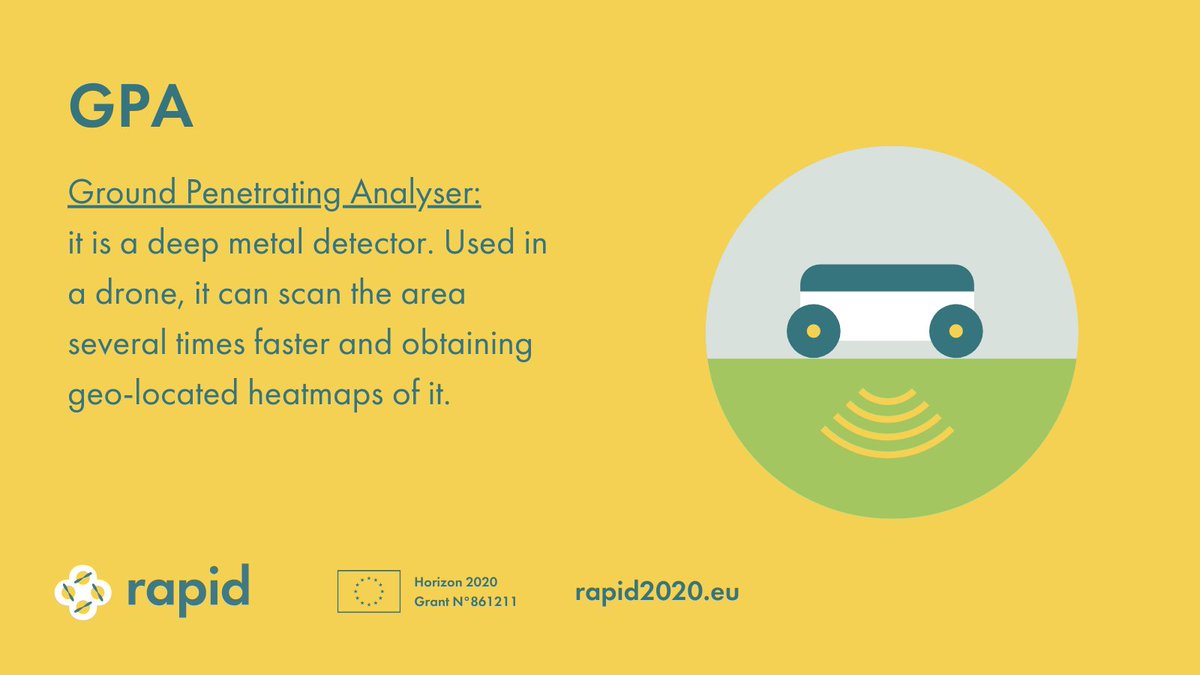 🌟 Continuing with our glossary series: #GPA.

By using #GPA technology our #drones can survey below the surface to create a map of what is below ground.

Learn more about the project in our glossary 👉rapid2020.eu/glossary/