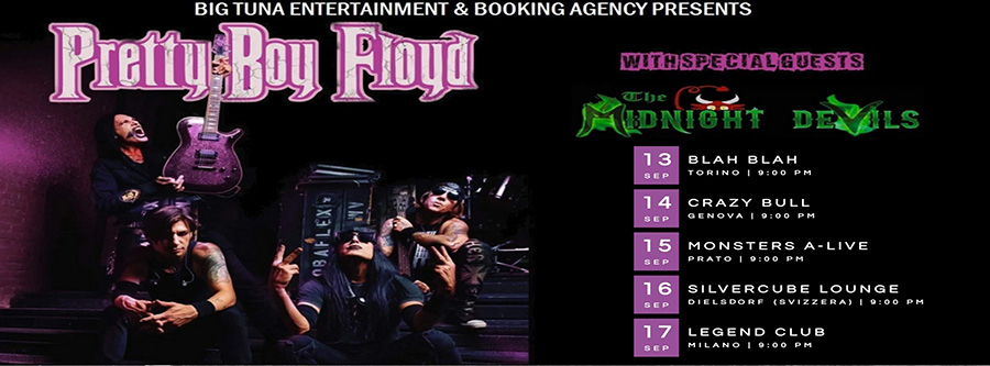 metallus_it's tweet photo. Pretty Boy Floyd + The Midnight Devils: mini tour italiano di cinque date a settembre! https://t.co/v3XYSKiBea #PrettyBoyFloyd #TheMidnightDevils @legend_milano @PBF323 @MidnightDevils @BlahInfo @crazybullgenova @Silverc_Lounge #MonsterALive https://t.co/AU451JKMX4