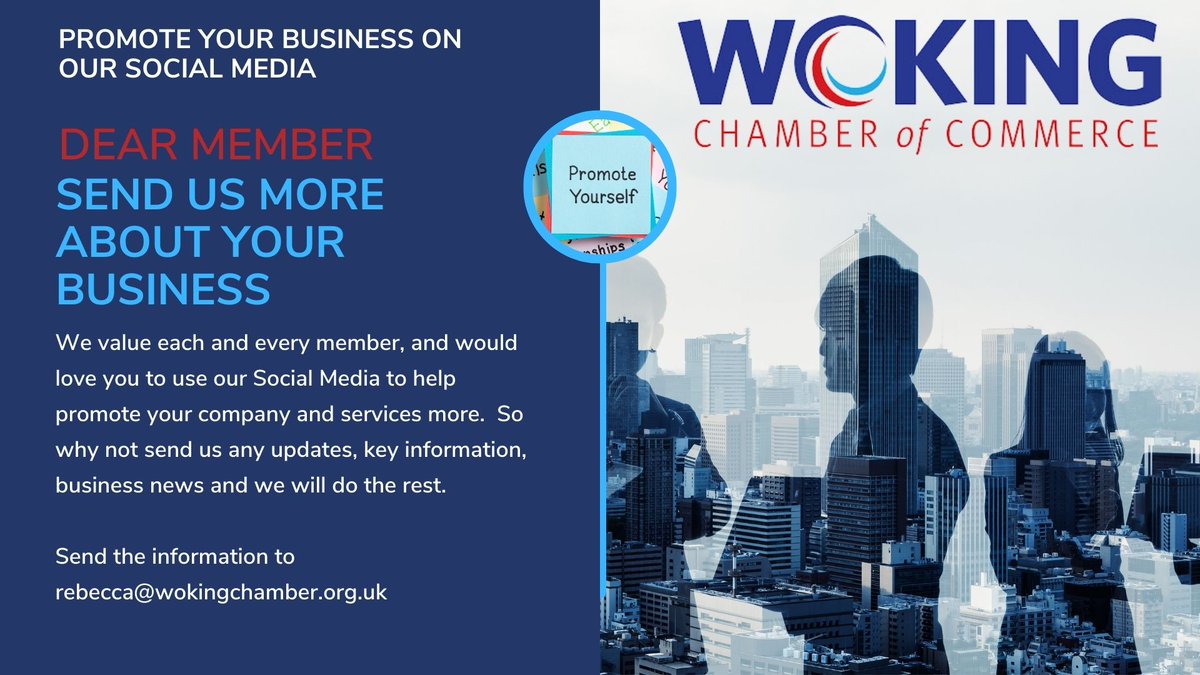 WE WANT TO HEAR FROM YOU.
Send details to
rebecca@wokingchamber.org.uk
#WCC #Wokingchamber #WokingWorks #Wokingbusiness #Welovewoking