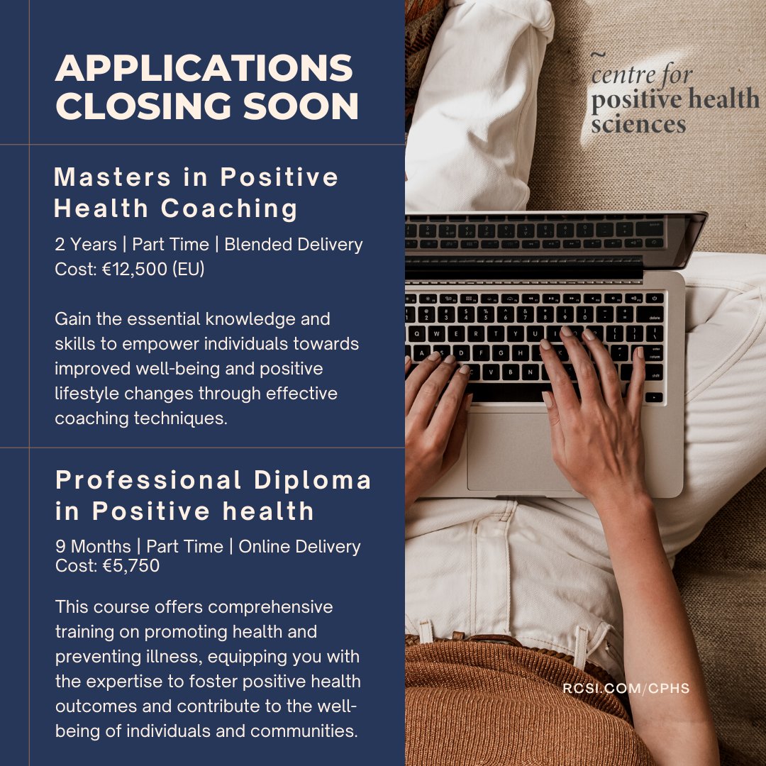 Thinking of joining the 2023 intake of Positive Health courses? Now is your final chance to get your applications in. 

Apply today!🌱💪

Prof Dip in Positive Health: rcsi.com/dublin/postgra…

MSc in Positive Health: rcsi.com/dublin/postgra…
