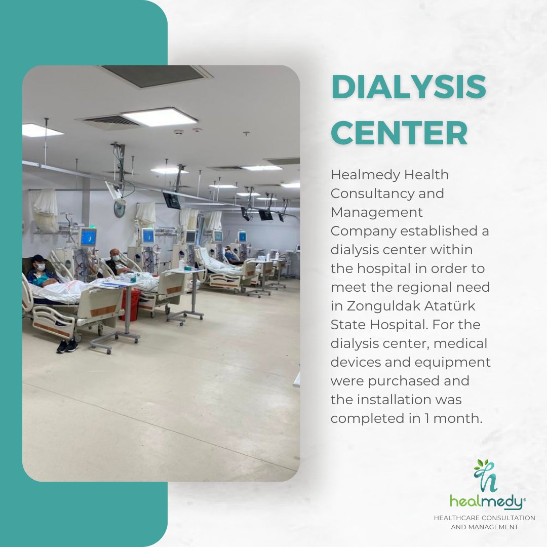 healmedy's tweet photo. Healmedy Health Consultancy and Management Company established a dialysis center within the hospital in order to meet the regional need in Zonguldak Atatürk State Hospital. https://t.co/Y5xfzykyKp
