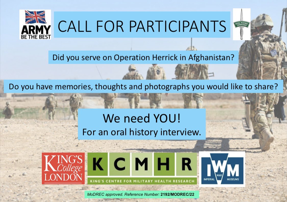 I am recruiting for my oral history PhD! Please share widely, I am trying to reach those who served on Operation Herrick in Afghanistan. #Afghanistan #OperationHerrick #Military #oralhistory