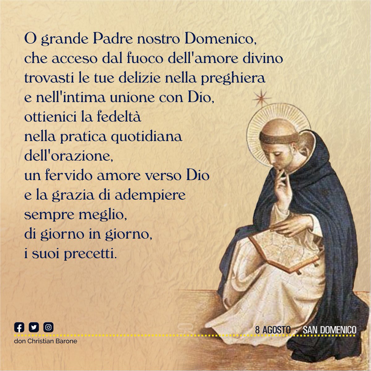 #8agosto #SanDomenico 
[...] ottienici un fervido amore verso Dio e la grazia di adempiere sempre meglio, di giorno in giorno, i suoi precetti

#santodelgiorno #SanDomenicodiGuzman #SaintDominic 
#BeatoAngelico #FraAngelico