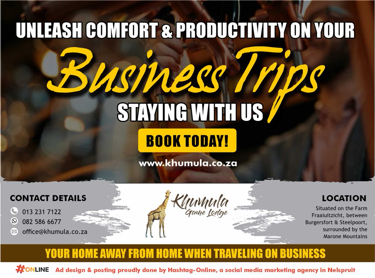 KhumulaL's tweet photo. πYour business trip accommodation!π
Khumula Lodge is the best place to stay during your business trip.
πCall: 013 231 7122
#KhumulaLodge #BusinessAccommodation #MountainViews #BestBrews #NatureExperience https://t.co/jZoaedawgt