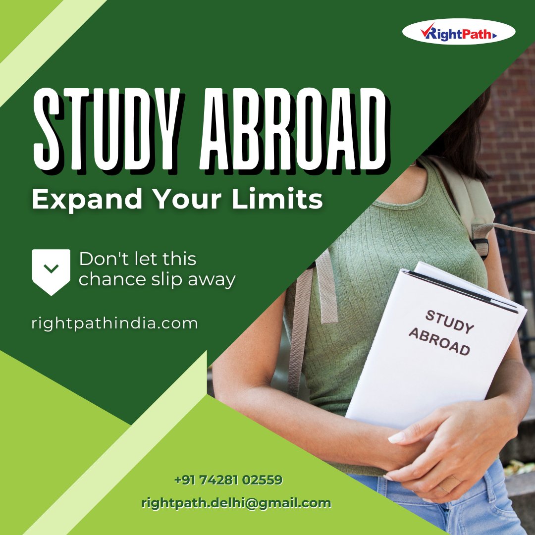 Study Abroad at Top International Universities. 🎓

Book Your Free Counselling Session Today. ✈️

📞 Contact Us:- 7428102559
🌐 rightpathindia.com
📧 rightpath.delhi@gmail.com
.
.
.
#studyabroad2023-24
#foreigneducationconsultant 
#educationconsultant 
#admissionopen
#apply
