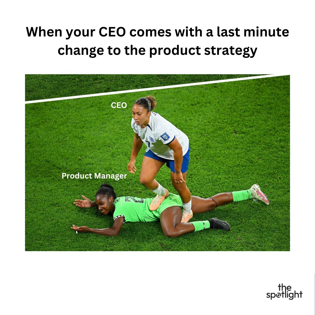 _spotlightpod's tweet photo. When your CEO comes with a last minute change to the product strategy 😂 #TuesdayHumour #MichelleAlozie https://t.co/bDprI8pUVi
