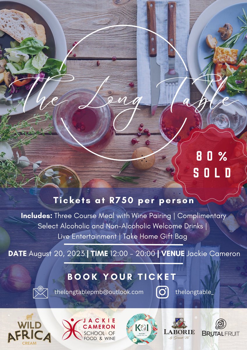 PULM_PMB's tweet photo. If you’re in PMB, you definitely don’t want to miss celebrity chef Jackie Cameron at The Long Table ! R750pp includes a 3 course meal, paired with select wines from Laborie, floating drinks and more!! 

Email: thelongtablepmb@outlook.com to book your seat. https://t.co/9wBbjqeQie