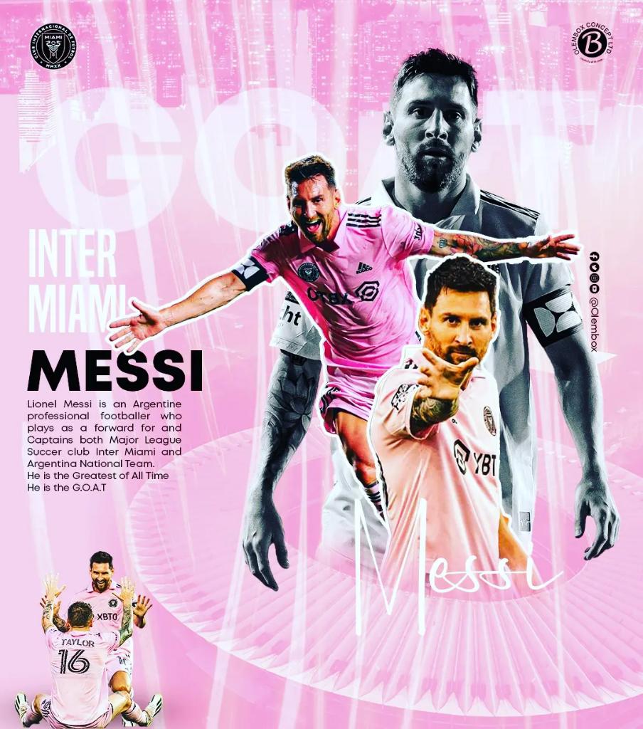 gabriel_olemB's tweet photo. A Fan Art I designed for THE Greatest of All Time
The Goat
Team Messi RT
@leomessi 
Daniel Regha Elon Musk Twitter NG Lagos Olamide
#messi #lionelmessi #flyerdesign #flyerdesigner #graphicdesigner #lionel #messilovers #messifans #messigoal  #leomessi #InterMiamiCF #davidbeckham https://t.co/mQ1fxcISWG