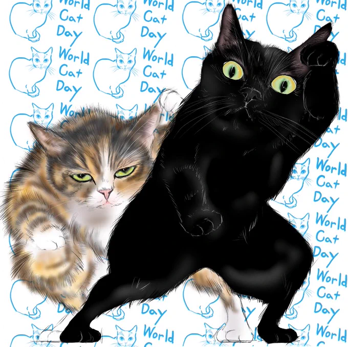 君達がいてよかった #イラスト #世界猫の日