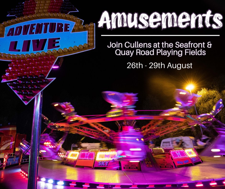 EventsCauseway's tweet photo. Lammas Fair 2023 🐴
Cullen's Amusements🎡
🎠Saturday 26th &amp; Sunday 27th
11am – 8pm at the Seafront
2pm – 11pm at Quay Road Playing Fields
🎠Monday 28th &amp; Tuesday 29th
11am – 8pm at the Seafront
11am – 11pm at Quay Road Playing Fields
#LammasFair #ballycastle #ccgbc #visitcauseway https://t.co/gqhKOZhDZj