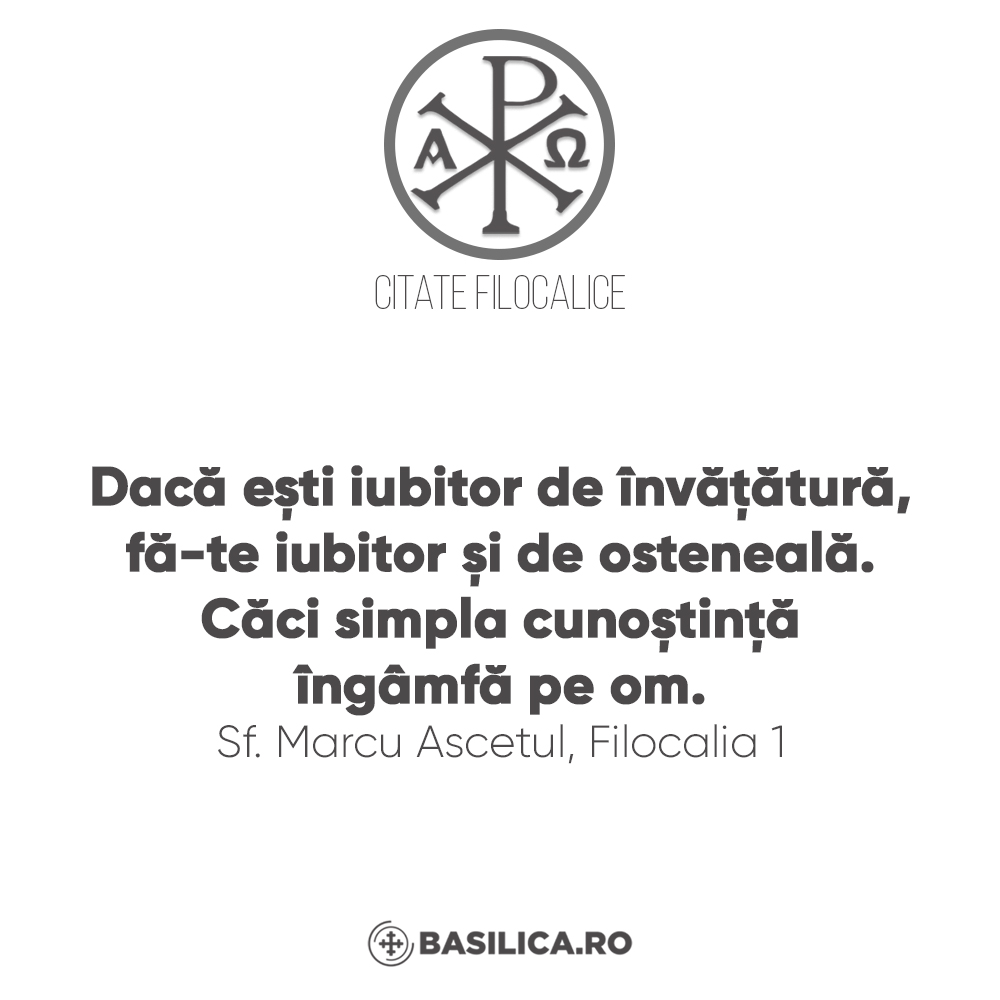 AgentiaBasilica's tweet photo. Dacă ești iubitor de învățătură, fă-te iubitor și de osteneală. Căci simpla cunoștință îngâmfă pe om.
- Sf. Marcu Ascetul, Filocalia 1 https://t.co/8iuzdJyn9L