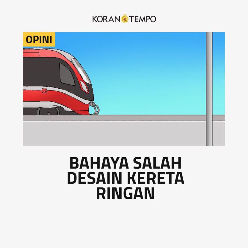 Tempo_Plus's tweet photo. Salah desain kereta rel ringan (LRT Jabodebek) semakin membuktikan betapa buruknya perencanaan megaproyek infrastruktur di era Presiden Jokowi.

#Editorial #KoranTempo https://t.co/ApPUVCGh1N