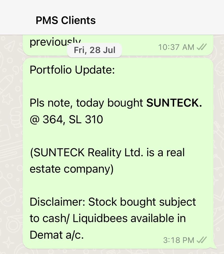 DarshitParekh6's tweet photo. Knowledge &amp; Education Purpose: Recently entered in stocks - SUNTECK @ 364 on 28/7/23, SL 310, Target 430/470. Today 390, IOLCP @ 394 on 331/7/23, SL 335, Target 470/510/570. Today 397, LAURUSLABS @ 377 on 3/8/23, SL 310, Target 440/490. Today 408 https://t.co/yzCv4W2IjB