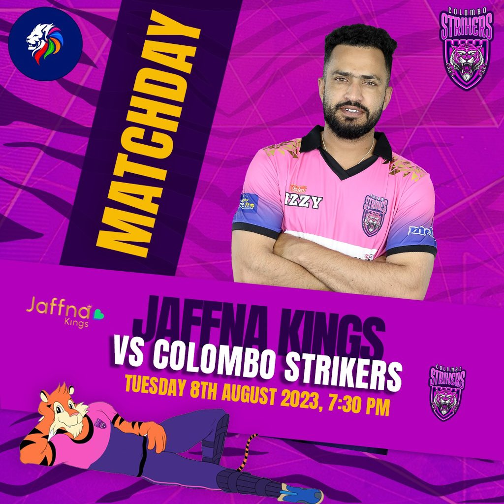 Let's roar loud today 💜💪

#TheBasnahiraBoys
#HouseOfTigers #ColomboStrikers #LPL2023 #StrikeToConquer #BabarAzam #NaseemShah #ChamikaKarunaratne #MatheeshaPathirana #NirsoshanDickwella