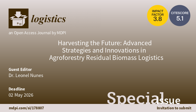 Logistics MDPI (@logistics_mdpi) on Twitter photo 🎉Special Issue "Harvesting the Future:  Advanced Strategies and Innovations in Agroforestry Residual Biomass  Logistics" is now open for submissions!
This Special Issue is guest edited by Dr. Leonel Nunes.
Please check more information at: mdpi.com/journal/logist… 🎉Special Issue "Harvesting the Future:  Advanced Strategies and Innovations in Agroforestry Residual Biomass  Logistics" is now open for submissions!
This Special Issue is guest edited by Dr. Leonel Nunes.
Please check more information at: mdpi.com/journal/logist…