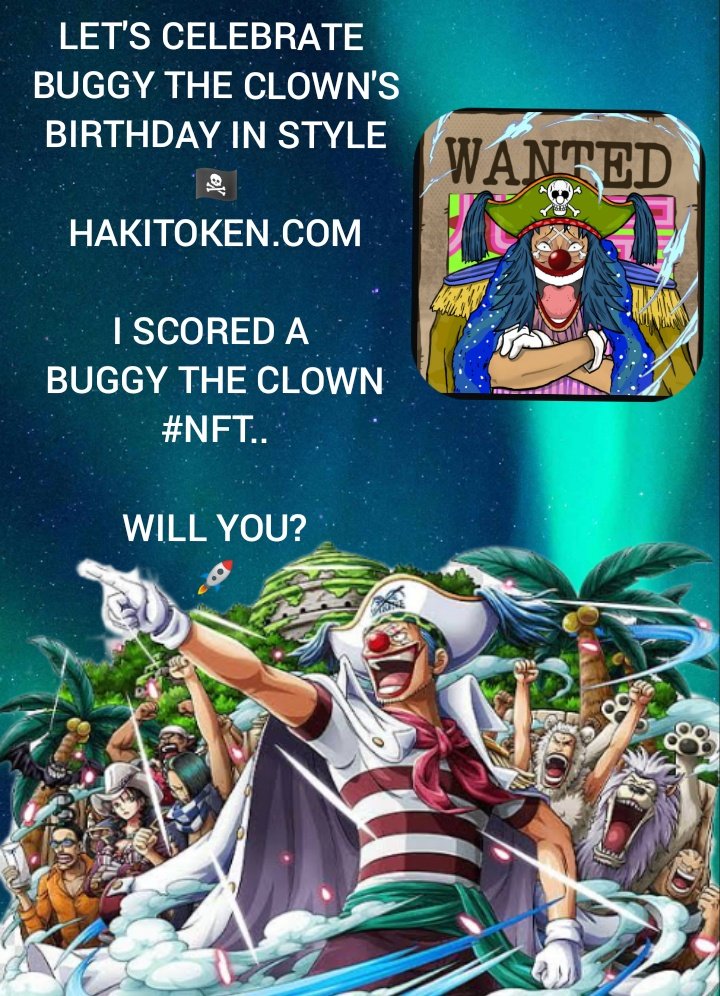 BecBarbados's tweet photo. Do you have a passion for #ONEPIECE ?

How will you #celebrate #BuggyTheClowns #birthday?

#Nfts for this #animegirl, How could I #HODL only $luffy.. I had to add #HakiToken 🚀🏴‍☠️

I just #Buy, #Stake and #Earn 

#HODLingStrong #anime #CryptoGems 

#JoinThePirateAdventure 

👑❤️🏴‍☠️
#LuffyQueenHaki