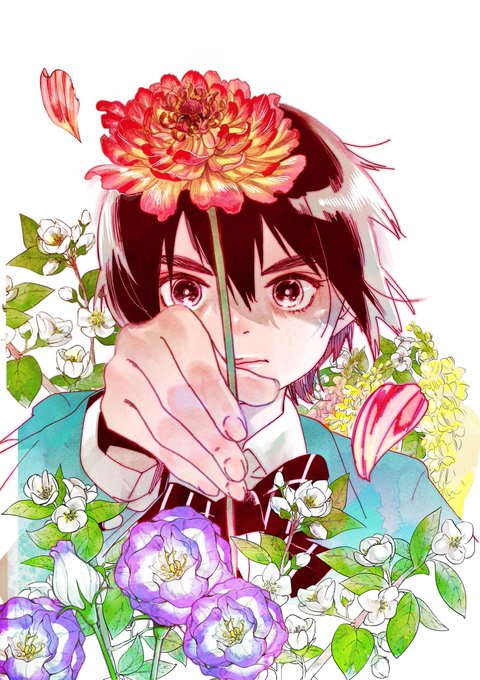 制作ウラバナ① 4話の扉絵カラーの原画公開です ちょっと男の子っぽいかなと思いつつ芯のある顔を捉えて描きました  カラーは好きなのですがいつも悩んで悩んで描いています  時間が出来たら教室に通ってもっともっと上手になりたいっ!!!!