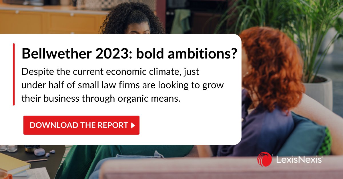 Dive into #SoloPractitioners and #SmallLawFirms’ strategies on how to achieve their bold ambitions to generate growth and overcome their top challenges in the Bellwether 2023 report. 

Read today: ow.ly/yTvy50PuecG

#Law #Lawyers #Barristers #LegalProfessionals
