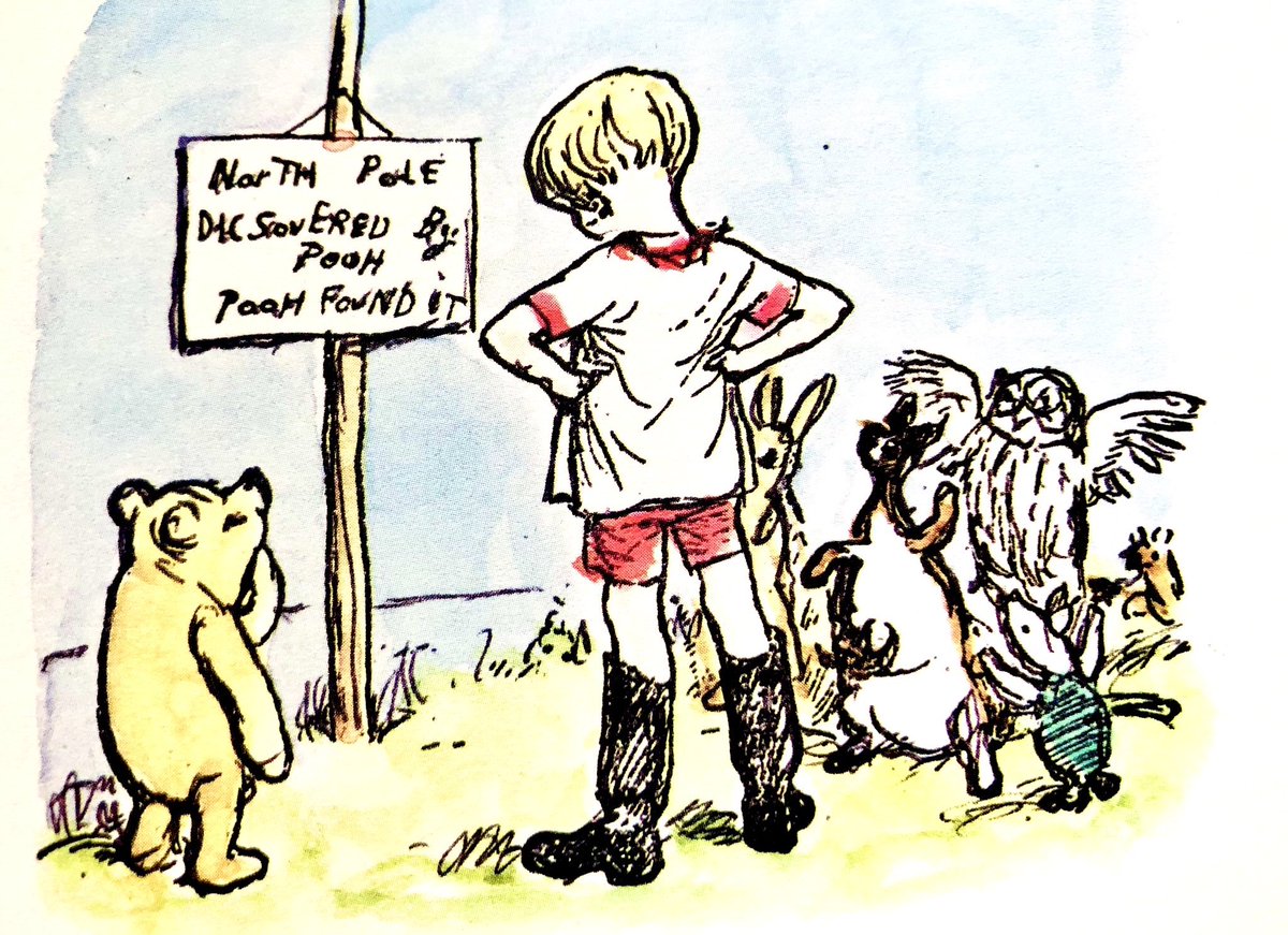 They all went home again. And I think, but I am not quite sure, that Roo had a hot bath and went straight to bed. But Pooh went back to his own house, and feeling very proud of what he had done, had a little something to revive himself. ~A.A.Milne #TimeForALittleSomething
