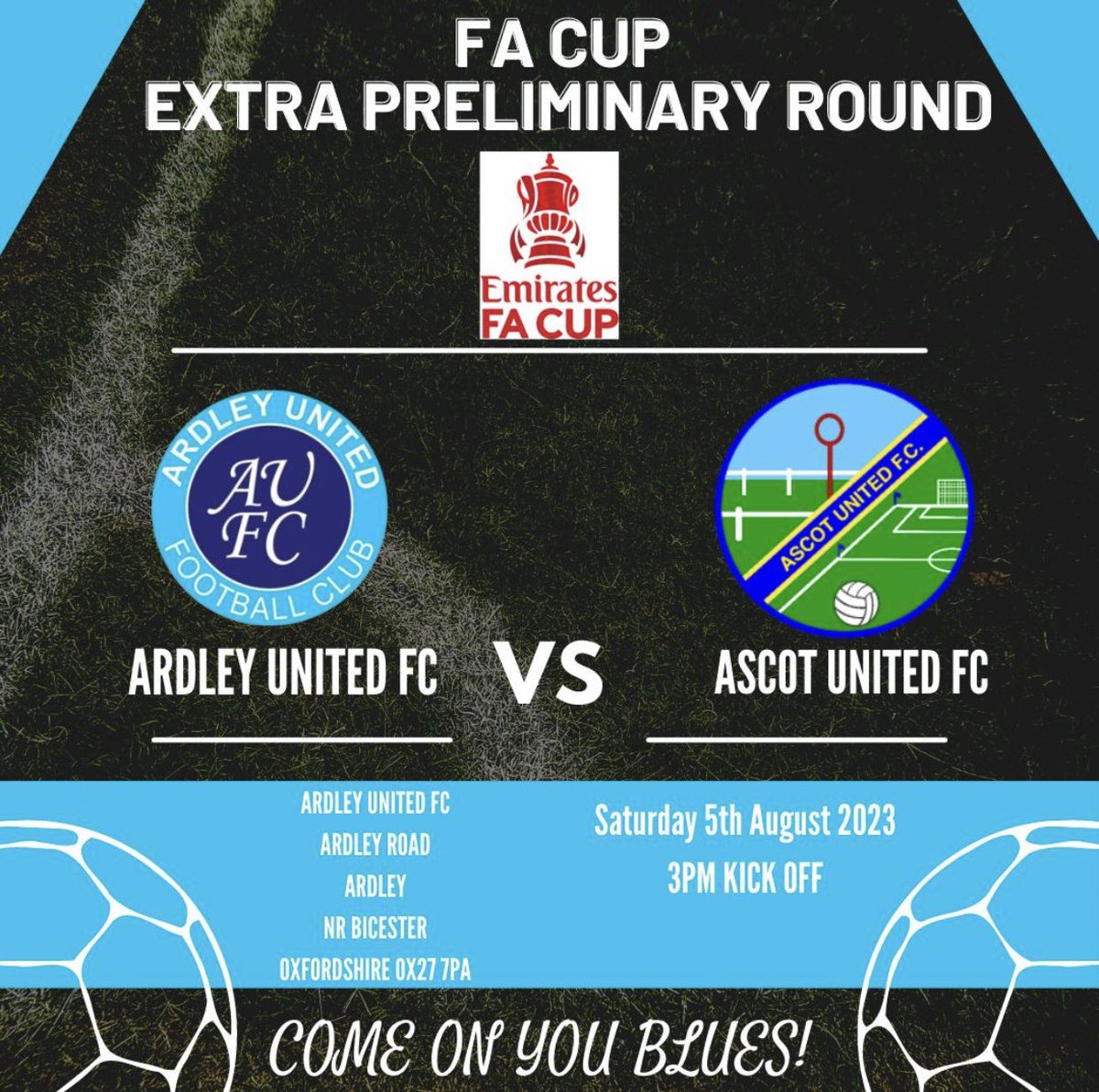 We kick off the 2023/23 season this Saturday at the <a href="/NolanOils/">Nolan Oils & Gas</a> Ground in the <a href="/EmiratesFACup/">Emirates FA Cup</a> against <a href="/AscotUnitedFC/">Ascot United FC</a> winners of the <a href="/IsuzuFAVase/">Isuzu FA Vase</a> at Wembley in May ⚽️