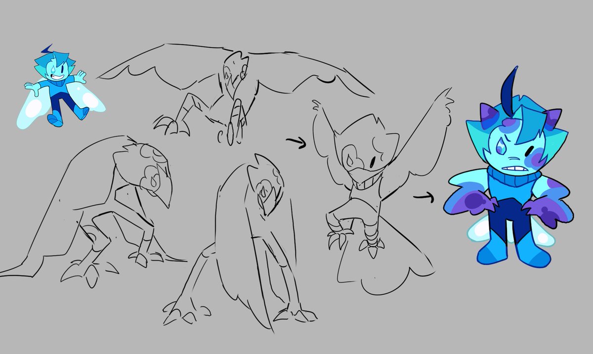 corrupted aquamarine grian concept!! fucked up lil bird guy  [#gemcyt]