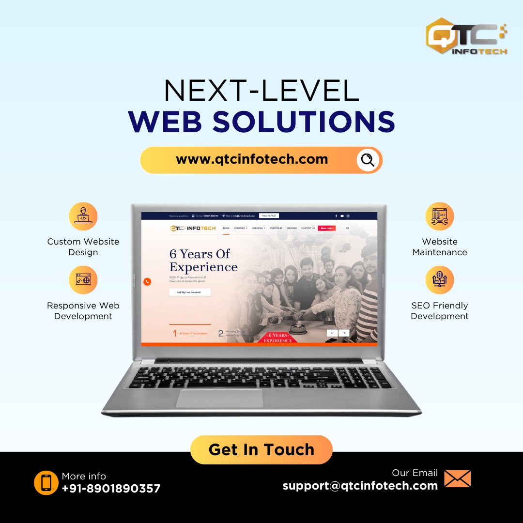 QtcInfotech's tweet photo. Unlock the power of digital growth with our comprehensive services in website development, SEO, WordPress, PPC, and stunning logo designs. Reach new heights of success with Qtc Infotech, your trusted tech partner in Haryana! 📈💻💼 #QtcInfotech #DigitalSolutions #TechServices https://t.co/VftHsPfMmh