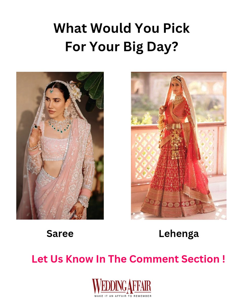 Comment your answer below and let us know!

#bridalwear #saree #lehenga #bridalsaree #bridallehenga #bridaloutfit #weddingaffair #bridalfashion