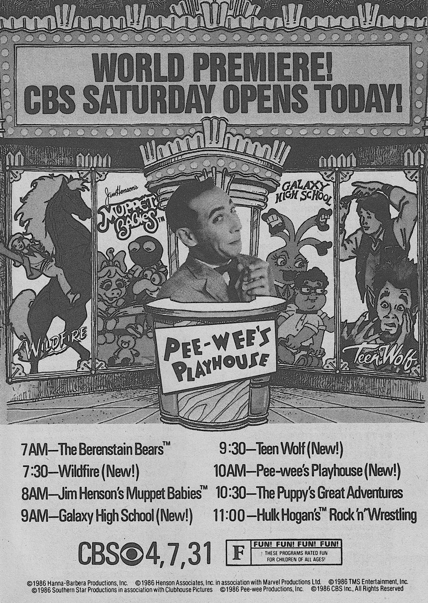 📺1986 CBS Saturday Morning Fall Lineup
