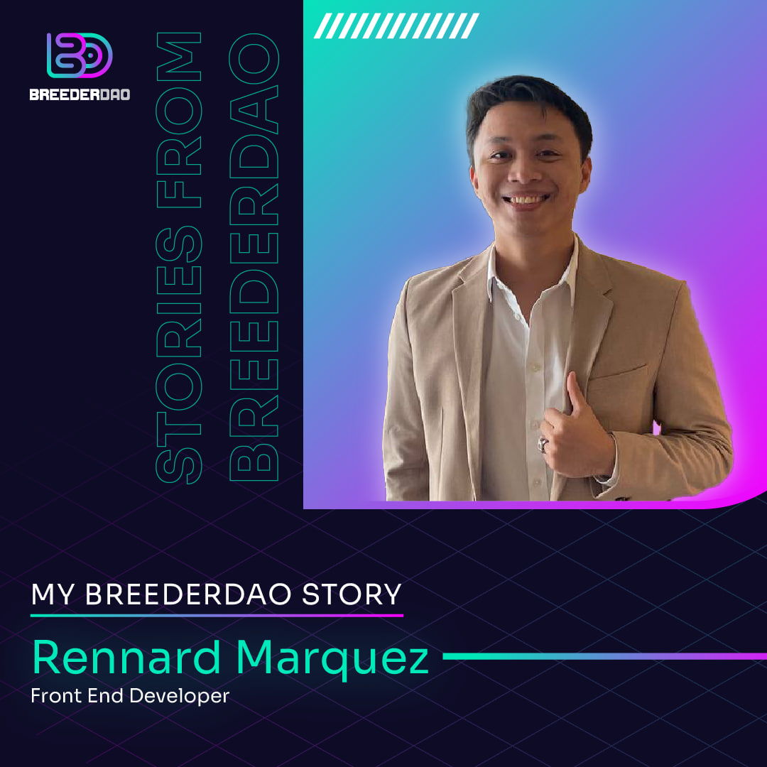 👤 Today on #MyBreederDAOStory, <a href="/rennardmarquez/">rennard</a>, our talented Front End Developer, shares his insights on teamwork, determination, and achieving work-life balance in the fast-paced world of tech. 🚀

tinyurl.com/BDRMA1