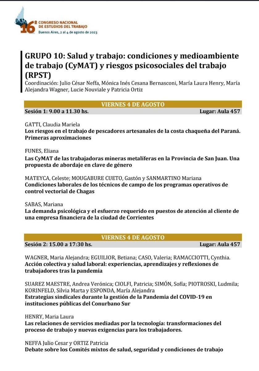 patricianortiz1's tweet photo. 16º Congreso Nacional de Estudios del Trabajo-
@AsetArgentina Asociación Argentina de Especialistas en Estudios del Trabajo.
Programa Grupo 10: Salud y Trabajo- Condiciones y medioambiente de trabajo (CyMAT) y Riesgos psicosociales del Trabajo (RPST).
#aset
#cymat
#saludytrabajo https://t.co/4jXE5yBIYN