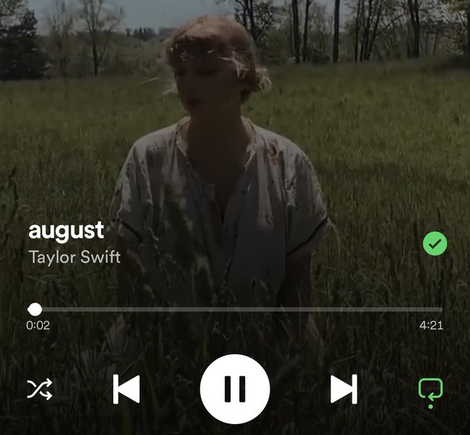 Listening to August on the first day of August ❤️ https://t.co/kYqghp2G5Z