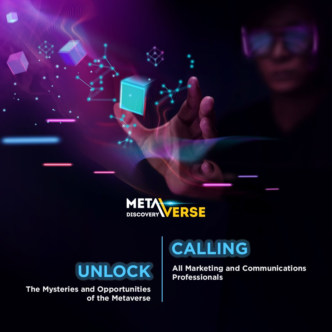 discovery_meta's tweet photo. Dive into the future with #Metaverse Discovery, an exclusive event tailored for #Marketing and #Communication Professionals. Discover the keys to crafting and executing a successful Metaverse Strategy, opening doors to vast opportunities within this dynamic #virtual realm. https://t.co/KFxdDfopdn