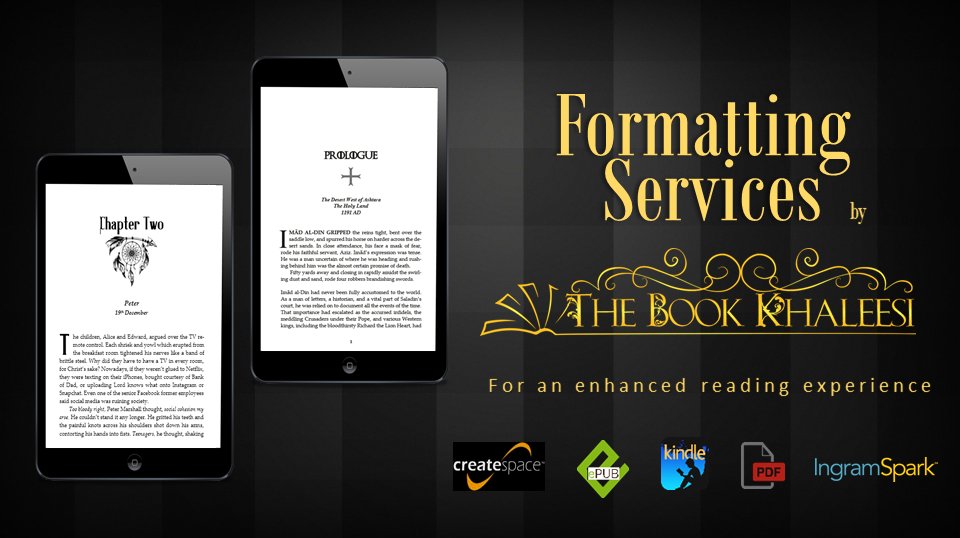 wbellauthor's tweet image. RT premium_indie FORMATTING &amp;amp; BOOK DESIGN at THE BOOK KHALEESI
Give readers the best reading experience.
Visit us:
thebookkhaleesi.com/2016/08/format…

#formatting
#bookdesigner