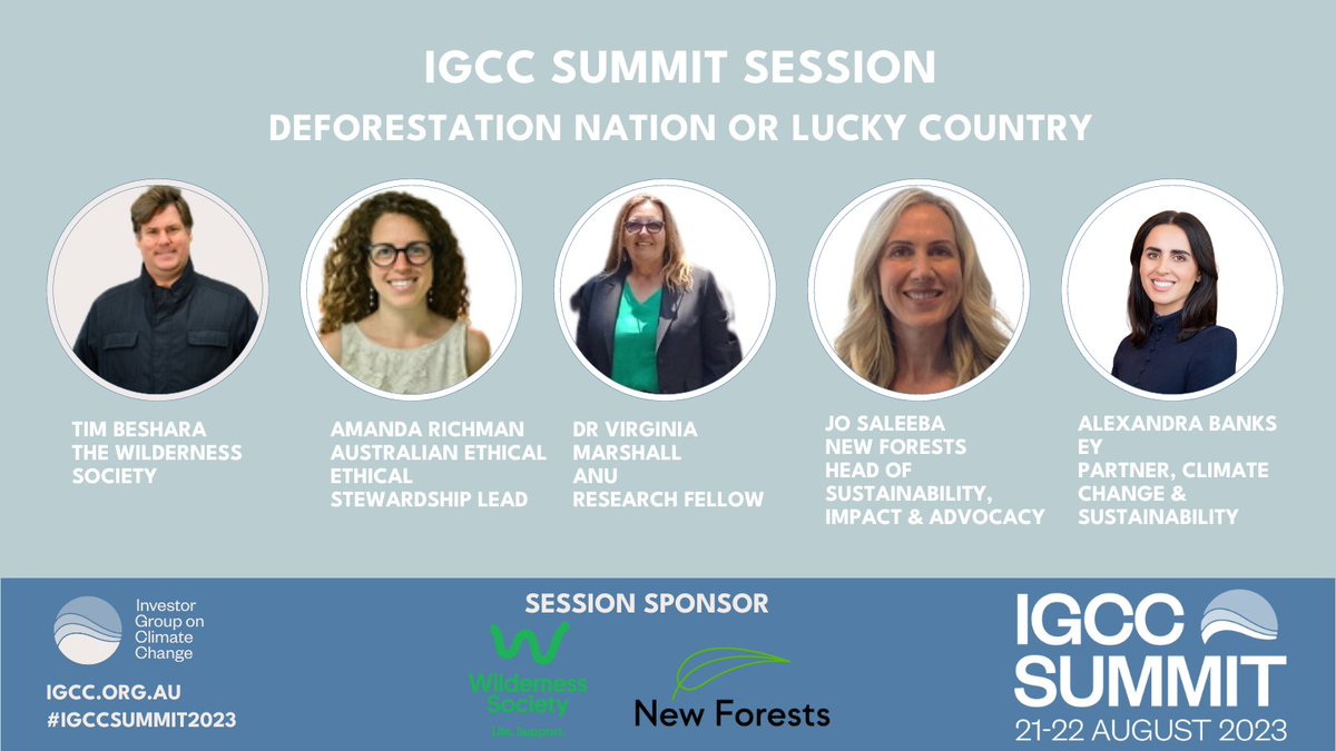 Our panel will address deforestation & biodiversity impacts at #IGCCSummit2023. 

Panel explores EU's deforestation-free supply chain rules & their effects on Aussie producers. app.glueup.com/event/igcc-cli…

Sponsors @wilderness_aus @pathzero1