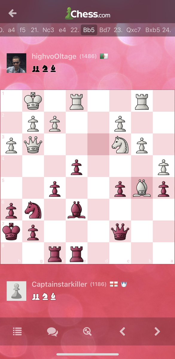 cpnStarkiller's tweet image. Check out my stupid #UnforcedError in this #chess game: highvoOltage vs Captainstarkiller - chess.com/daily/game/529… via @chesscom