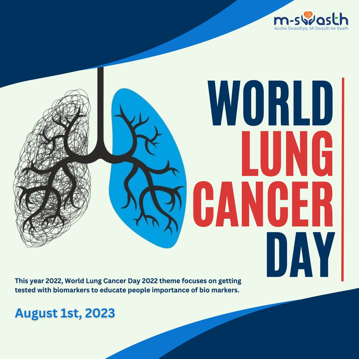 m_swasth's tweet photo. Today marks a momentous occasion – World Lung Cancer Day 2023.  Let's all join together in a collective effort to honor the memories of those we’ve lost to this disease, and to support those who are still fighting their battle. #WorldLungCancerDay2023 #RaiseAwareness #BeTheChange https://t.co/bqdqTq2ylo