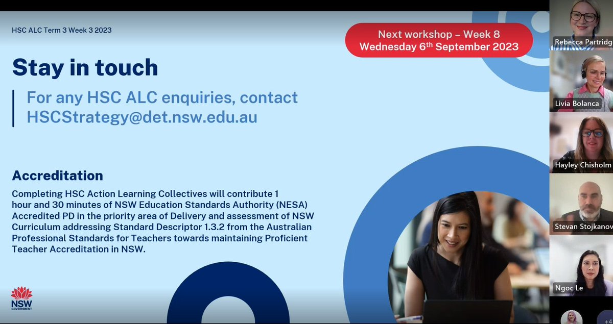 Teaching Quality and Impact’s HSC Strategy team is hosting over 125 Stage 6 teachers today for the HSC Action Learning Collectives professional learning in #2023EdWeek. These after-school workshops support teachers all over NSW in applying action learning for Stage 6 students.