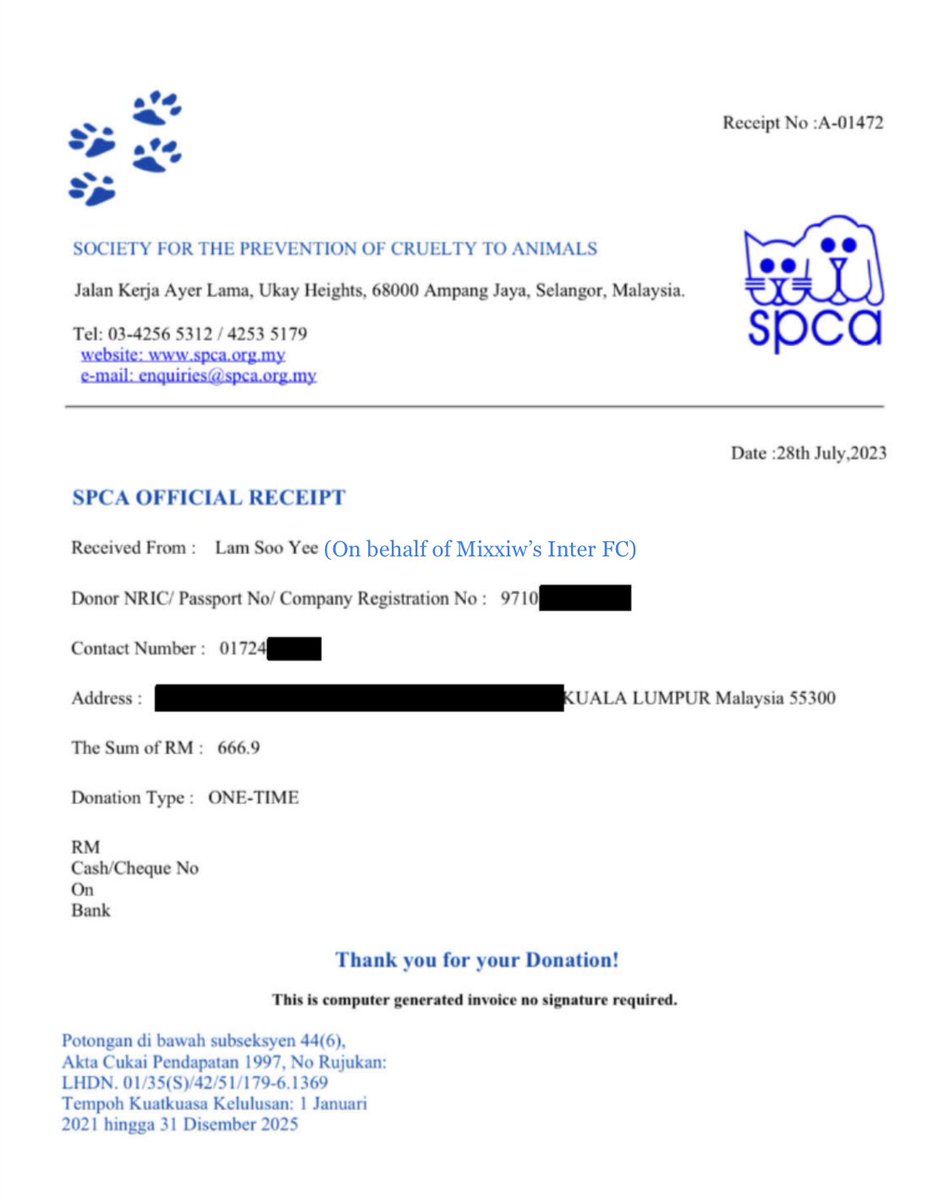 stopstop429's tweet photo. We have raised RM666.90 for SPCA Selangor through #MixxiwPurrfect25 🤩
We want to thank all donors and everyone who supported this project ❤️ Breakdown of the cost for this project can be found here: https://t.co/voiSEV68bK
#ProjectforMix25BD https://t.co/1pvc9h9Lzq