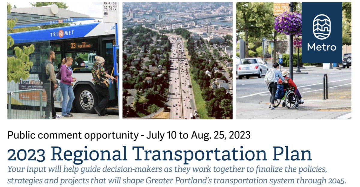 ThereTogether's tweet photo. July news, GTT -https://t.co/9HyZbdLGSY

Don't miss the opportunity to engage in shaping the future of transportation in greater Portland.  Until Aug. 25, 2023, the 2023 Regional Transportation Plan and High Capacity Transit Strategy are open for public comment! https://t.co/5aj9cPj3FI