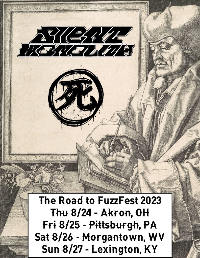 SilentMonolith1's tweet photo. We’re hitting the road with our friends Shi for a few dates in late August. Hope to see all of you there! 

8/24 - Akron, OH
8/25 - Pittsburgh, PA
8/26 - Morgantown, WV
8/27 - Lexington, KY

#stonerrock #doom #rock #metal #hardrock #heavymetal https://t.co/DDHqAAFpOA