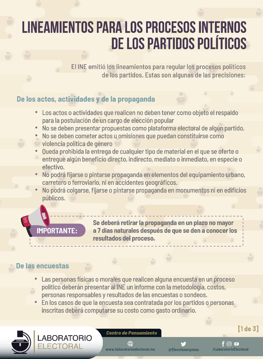 Eleccionesymas's tweet photo. Hoy el INE publicó los lineamientos para regular los procesos políticos de los partidos.

Te dejamos algunos de los temas regulados aquí: 👇 https://t.co/e4PgJN2yXs