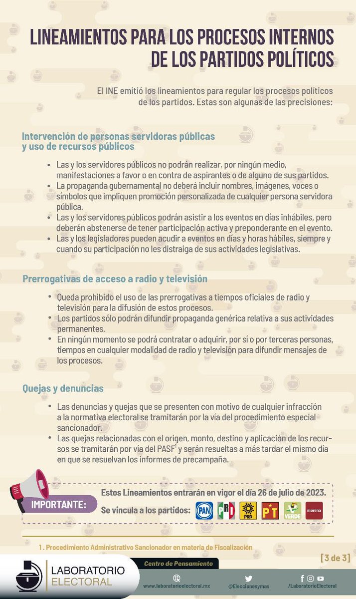 Eleccionesymas's tweet photo. Hoy el INE publicó los lineamientos para regular los procesos políticos de los partidos.

Te dejamos algunos de los temas regulados aquí: 👇 https://t.co/e4PgJN2yXs