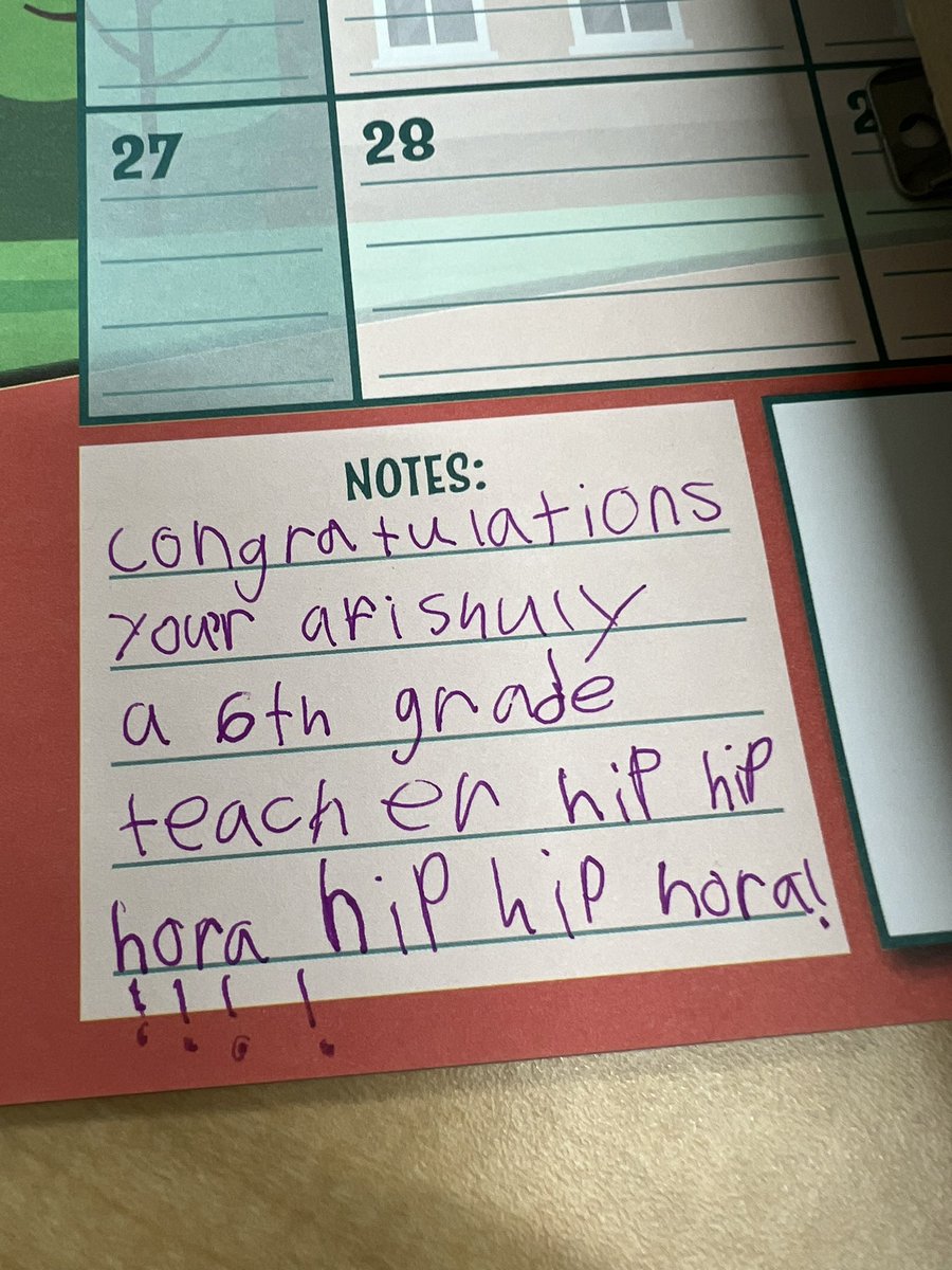 First day at <a href="/BeechwoodMiddle/">Beechwood Middle School</a> today and I spot this little note on my desk calendar. My very sweet seven year old knew exactly what I needed to see to calm my nerves ❤️